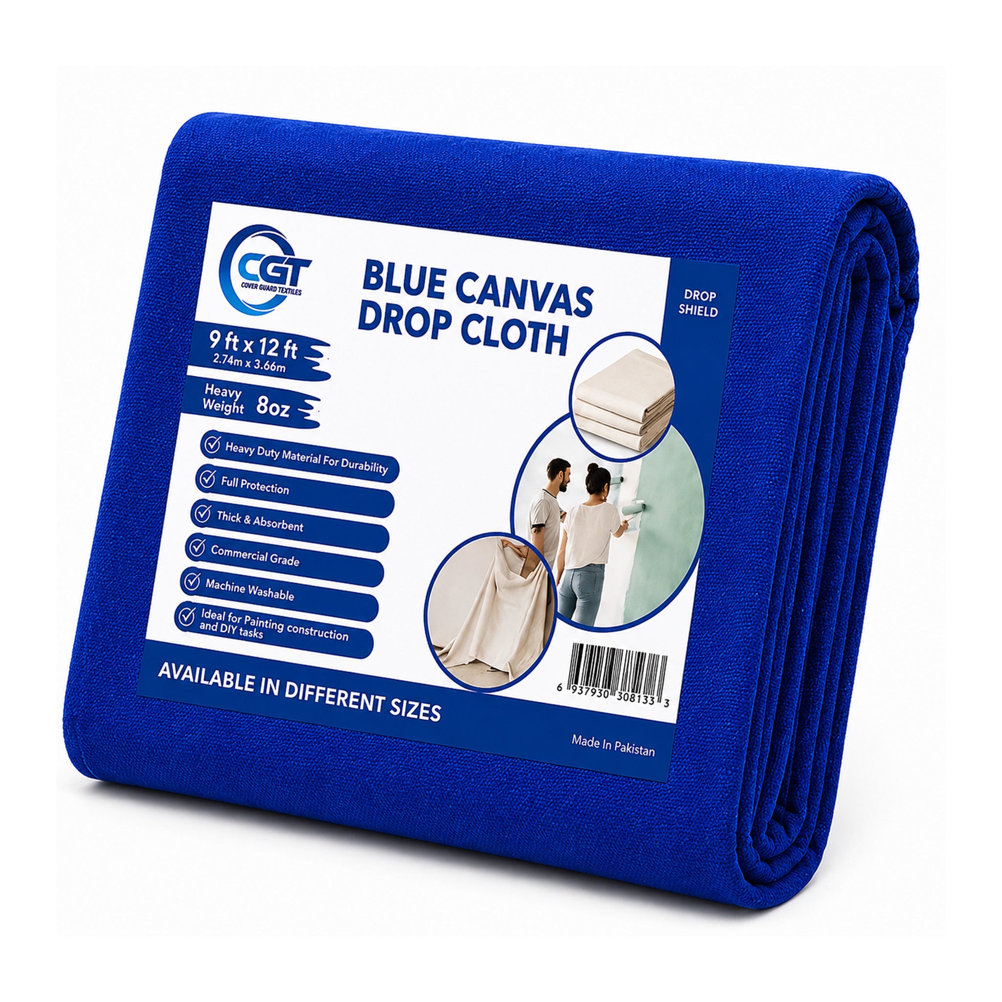 Heavy Duty Blue Canvas Drop Cloth Painter Sheet – Thick & Absorbent Cover