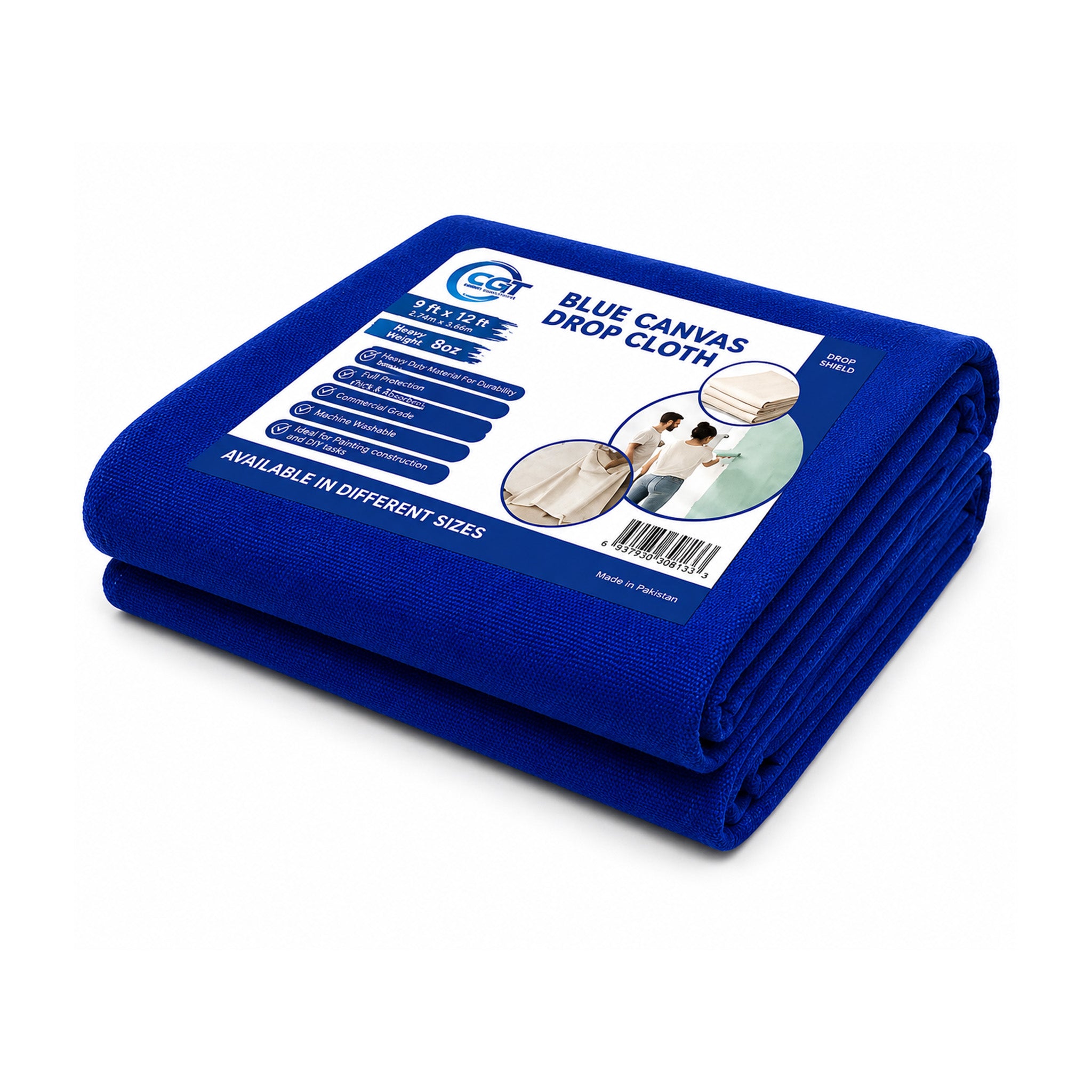 Heavy Duty Blue Canvas Drop Cloth Painter Sheet – Thick & Absorbent Cover