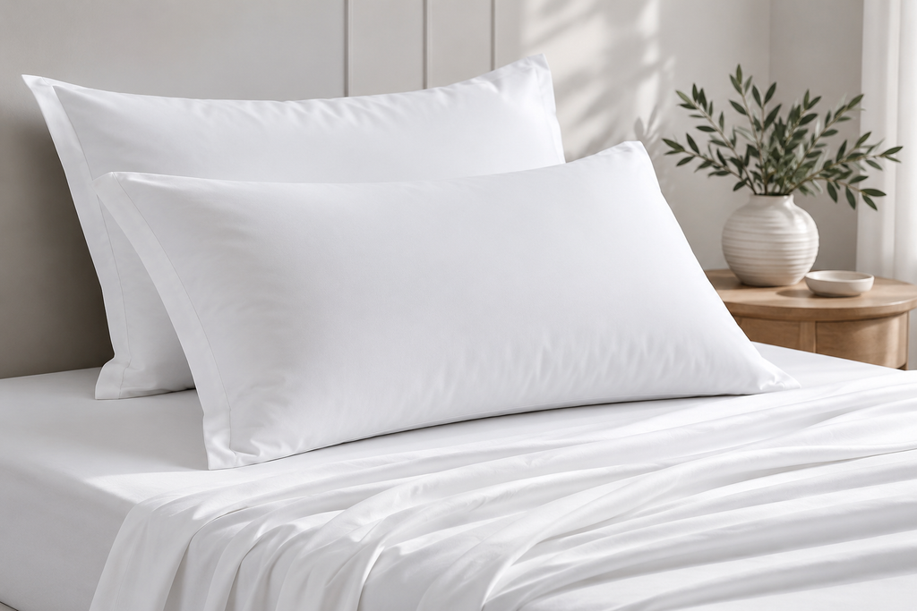 4-Pack T130 Premium White Pillow Case | Soft Breathable Polyester Cotton | Home, Hospital & Hotel Quality Decorative Cushion Cover 20" x 30"