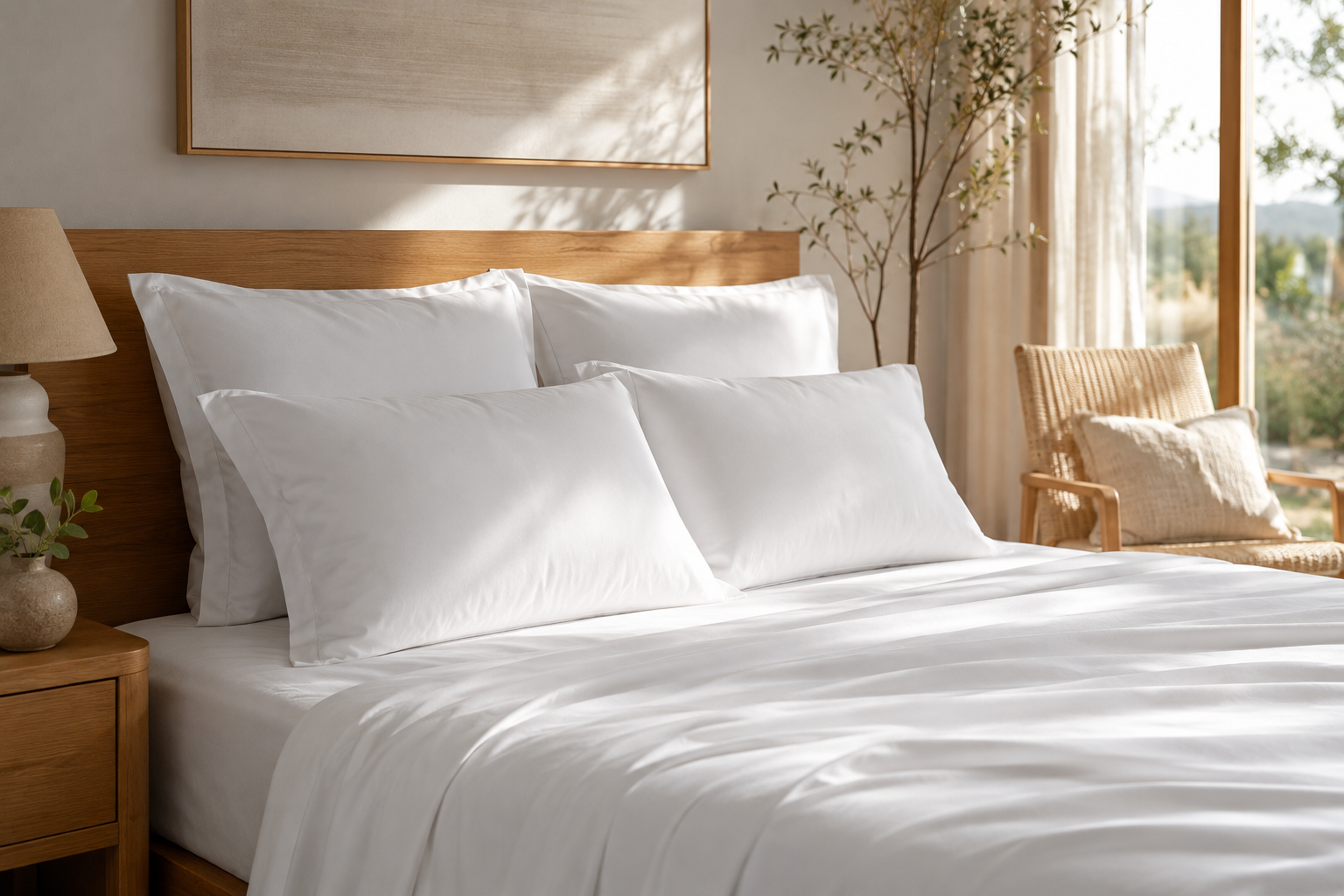 4-Pack T130 Premium White Pillow Case | Soft Breathable Polyester Cotton | Home, Hospital & Hotel Quality Decorative Cushion Cover 20" x 30"