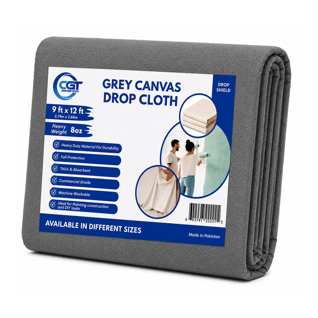 Heavy Duty Grey Canvas Drop Cloth Painter Sheet – Thick & Absorbent Cover