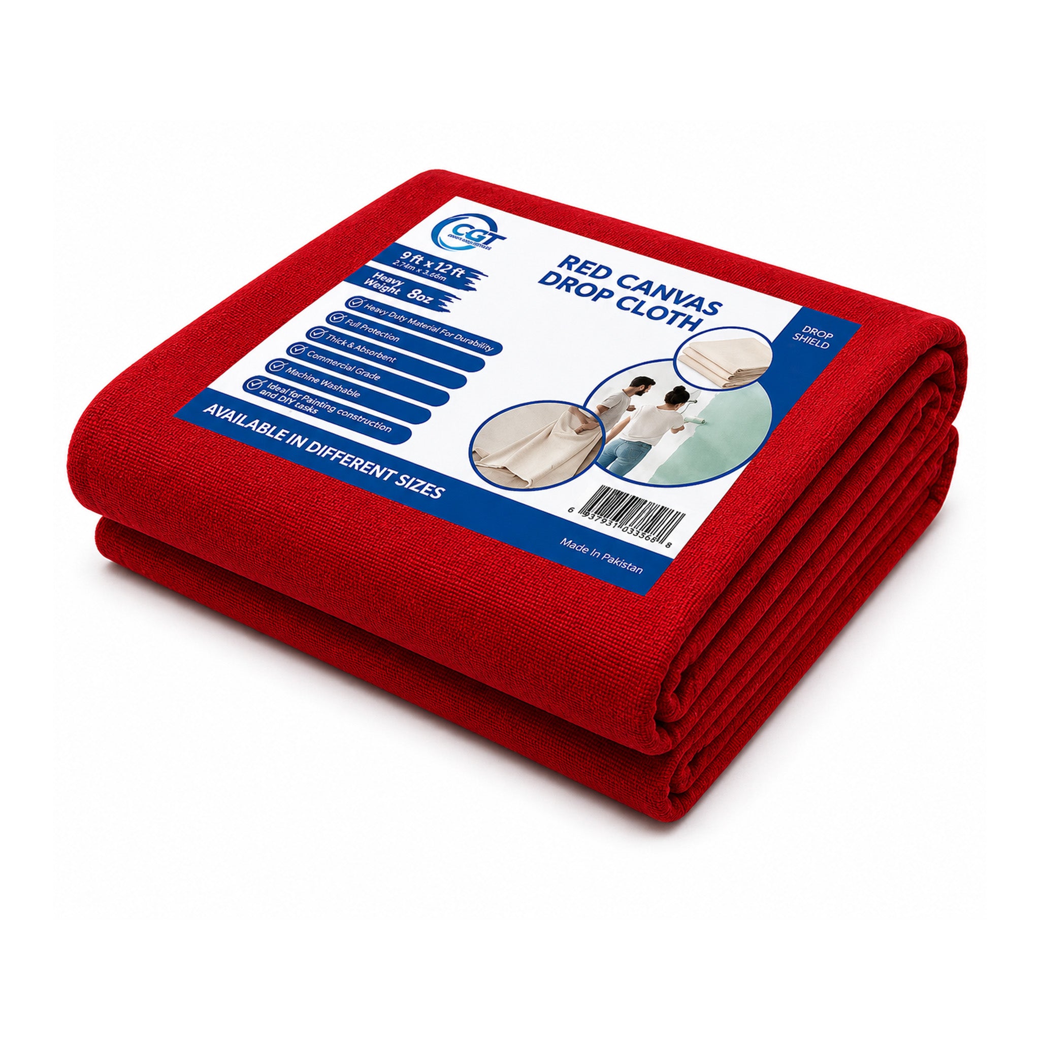 Heavy Duty Red Canvas Drop Cloth Painter Sheet – Thick & Absorbent Cover