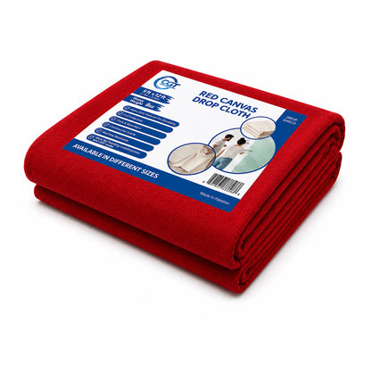 Red Canvas Drop Cloth – Medium Weight Thick Absorbent Painter’s Cover