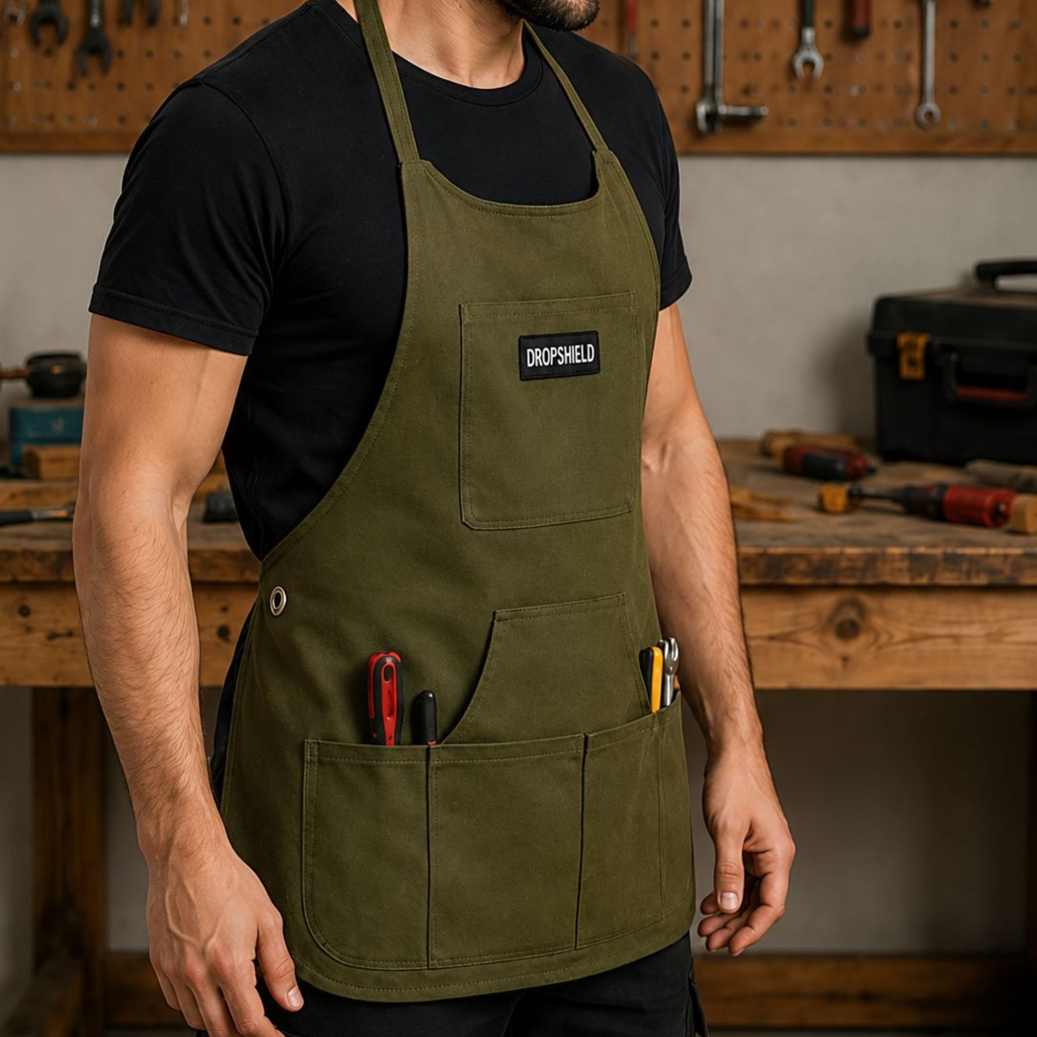 8 Pocket Apron – Professional Grade Heavy Duty Work Apron with Adjustable Straps