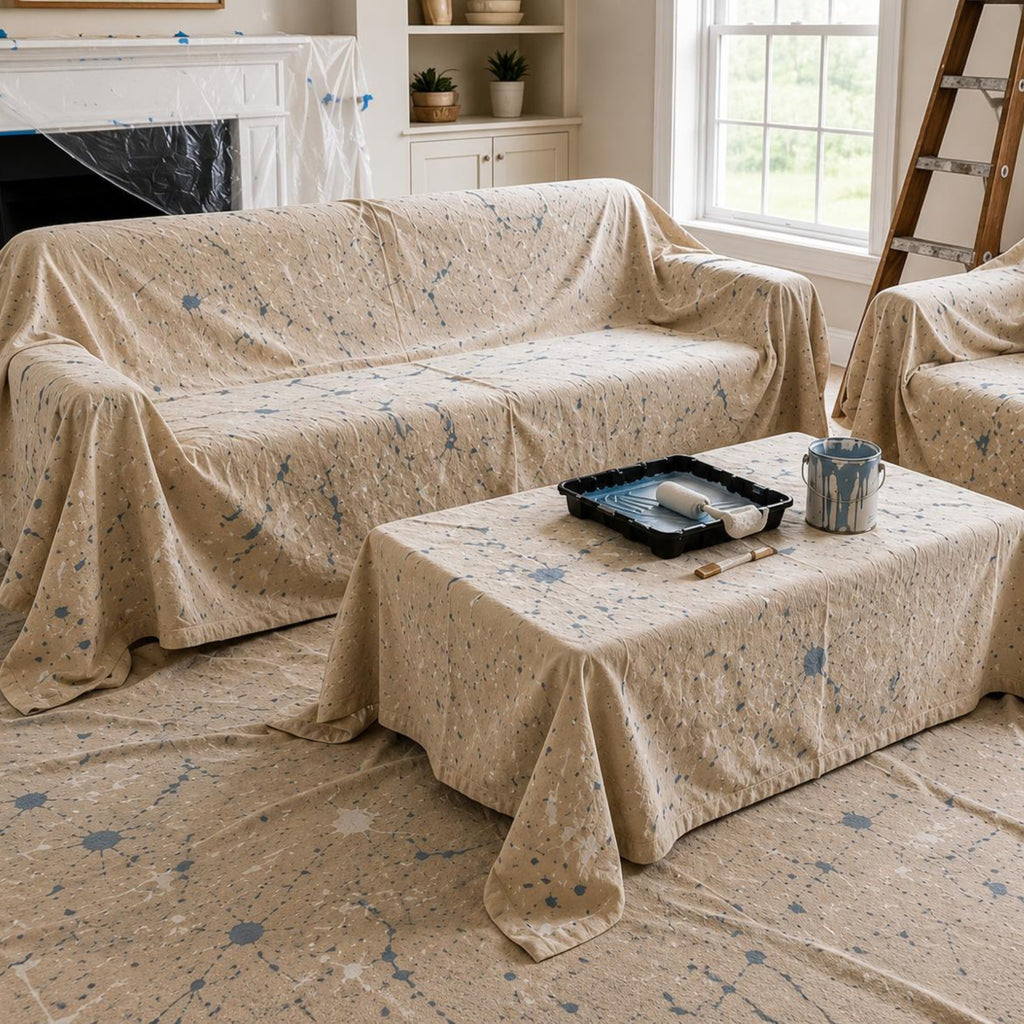 Heavy Duty Natural Canvas Drop Cloth Painter Sheet – Thick & Absorbent Cover